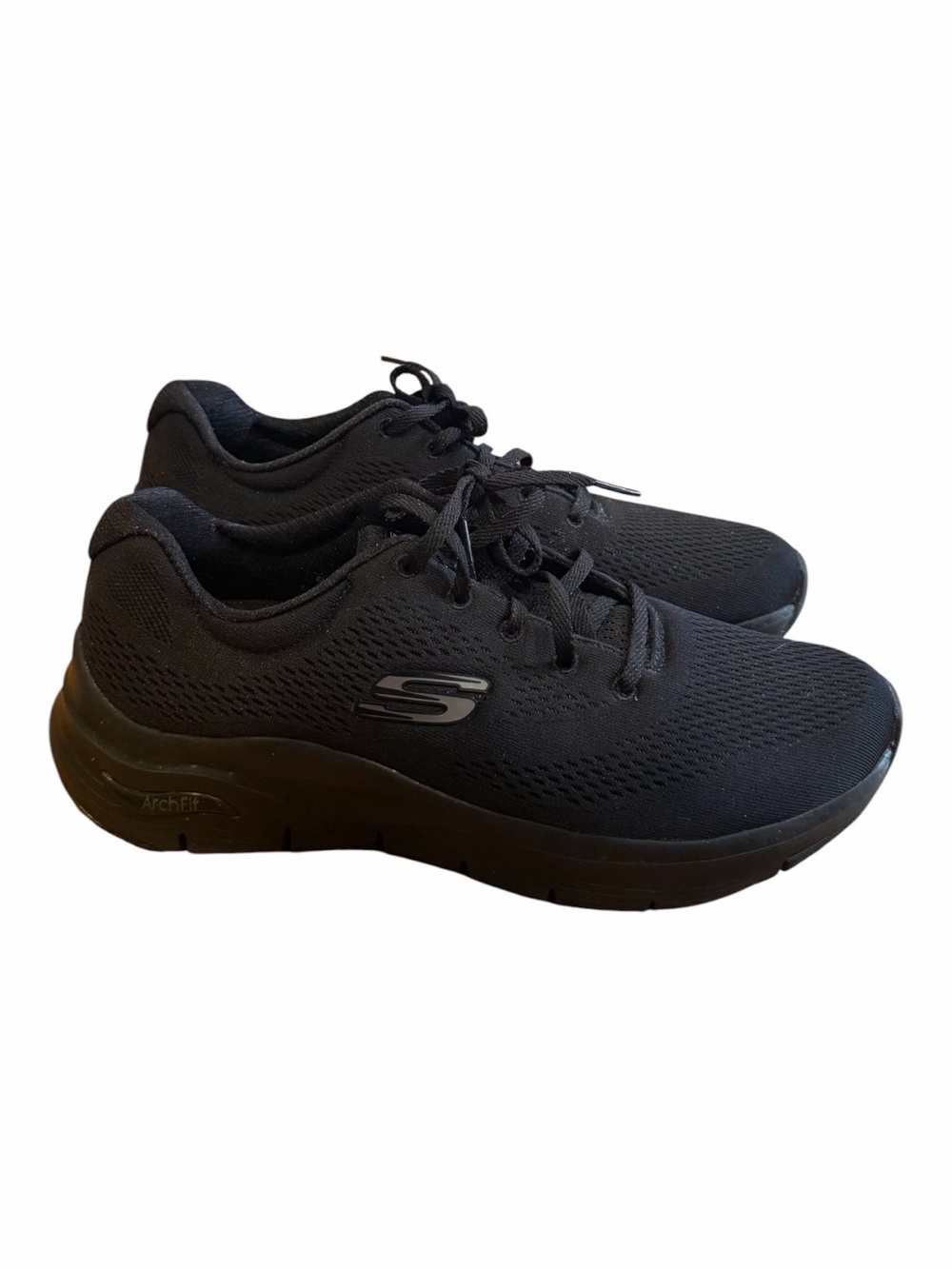 Skechers Women's Black Mesh Lace-Up Arch Fit Sneakers